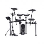 A shot of the TD-07KVX, which features a stand-mounted free-floating hi-hat and upgraded crash and ride cymbals